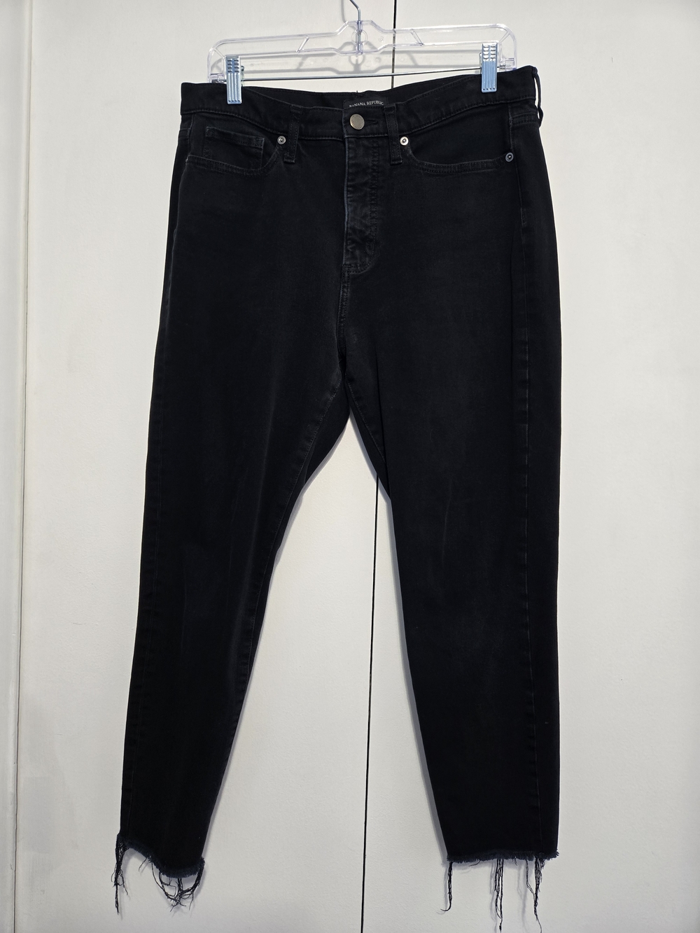 Banana Republic High‎ Rise Skinny Black Jeans Raw Hem Women's 30 Regular